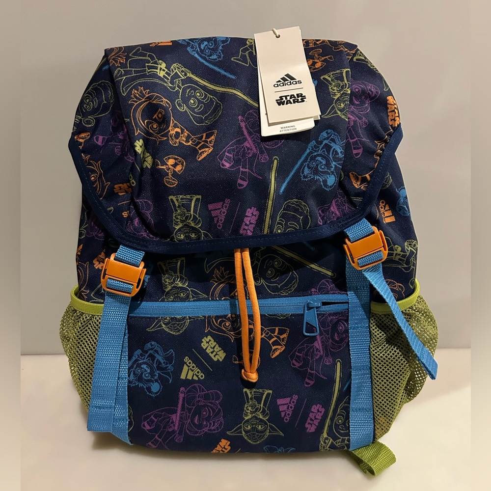 New Adidas Youth Star Wars Blue Green 16.6L Backpack NWT